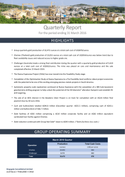 March 2016 Quarterly Report