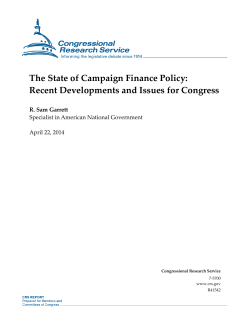 The State of Campaign Finance Policy: Recent