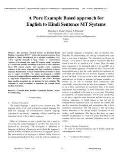 A Pure Example Based approach for English to Hindi Sentence MT