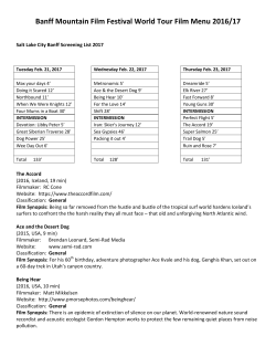 Banff Mountain Film Festival World Tour Film Menu 2016/17