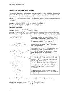 Integration using partial fractions
