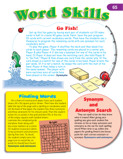 Synonym and Antonym Search Go Fish! Finding Words