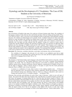 Etymology and the Development of L2 Vocabulary