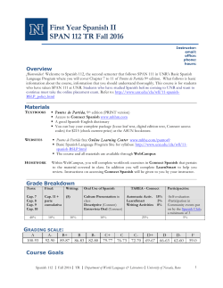 First Year Spanish II SPAN 112 TR Fall 2016