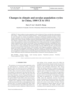 Changes in climate and secular population cycles in China, 1000