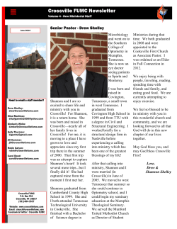 june 14 - CROSSVILLE FIRST UNITED METHODIST CHURCH