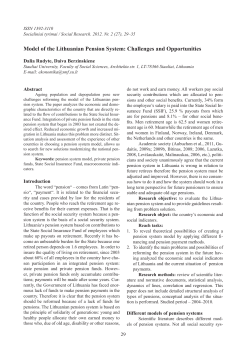 Model of the Lithuanian Pension System: Challenges and