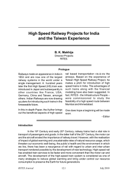 High Speed Railway Projects for India and the Taiwan