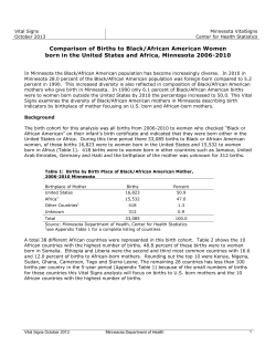 Comparison of Births to Black/African American Women born in the