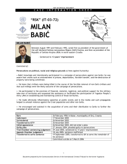 Case Information Sheet - Milan Babić