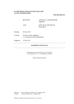 IN THE HIGH COURT OF NEW ZEALAND AUCKLAND REGISTRY