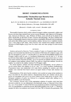 SHORT COMMUNICATIONS Thermophilic