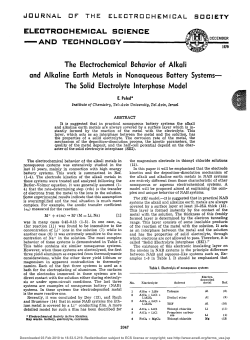 The Electrochemical Behavior of Alkali and Alkaline Earth Metals in