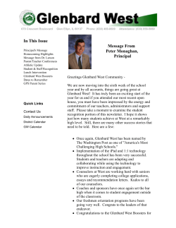 Principals Newsletter - Fall Homecoming Issue