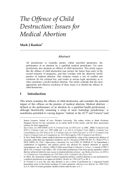 The Offence of Child Destruction: Issues for Medical Abortion