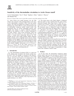 Sensitivity of the thermohaline circulation to Arctic Ocean runoff