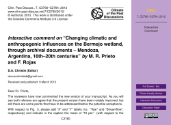 Interactive comment on &ldquo;Changing climatic and