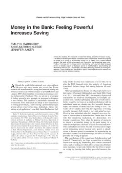 Money in the Bank: Feeling Powerful Increases Saving