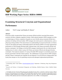 Guanxi and Cronyism - Research Institute for Business