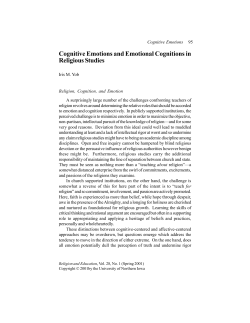 Cognitive Emotions and Emotional Cognitions in Religious Studies