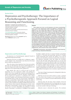 Depression and Psychotherapy: The Importance of a