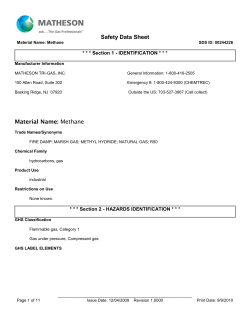 Safety Data Sheet Material Name: Methane
