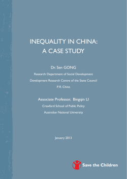 InequalIty In ChIna: a Case study - Save the Children`s Resource