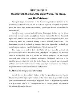 CHAPTER THREE Machiavelli: the Man, His Major