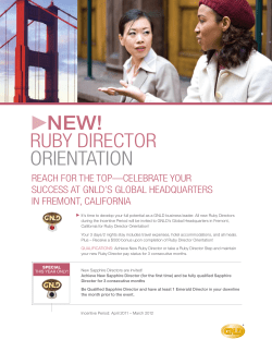 NEW! RUBY DIRECTOR ORIENTATION