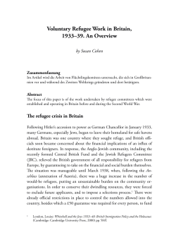 Voluntary Refugee Work in Britain, 1933–39 : An
