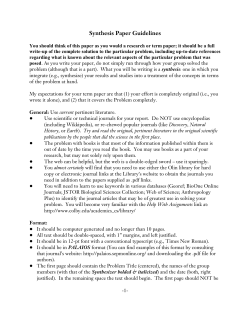 Synthesis Paper Guidelines