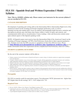 FLS 331 - Spanish Oral and Written Expression I Model Syllabus