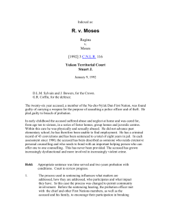 R. v. Moses - University of Saskatchewan