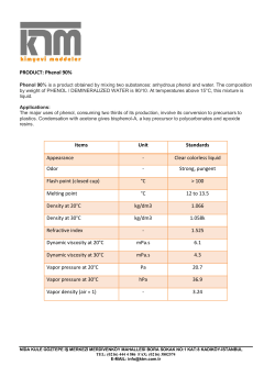 PRODUCT: Phenol 90% Items Unit Standards Appearance