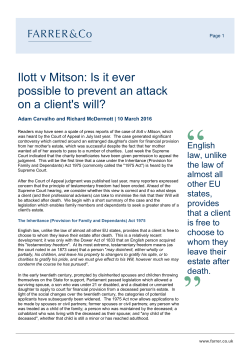 Ilott v Mitson: Is it ever possible to prevent an attack on a client`s will?
