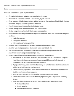 Lesson 3 Study Guide &ndash; Population Dynamics Name How can a