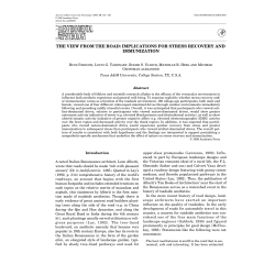 THE VIEW FROM THE ROAD: IMPLICATIONS FOR STRESS