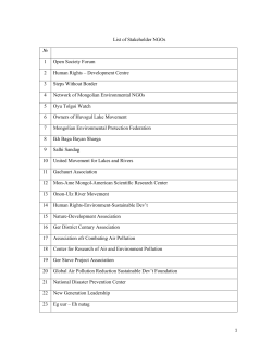 List of Stakeholder NGOs № 1 Open Society Forum 2 Human Rights