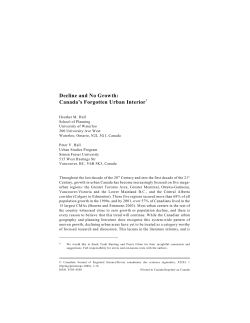 Decline and No Growth: Canada`s Forgotten Urban Interior*