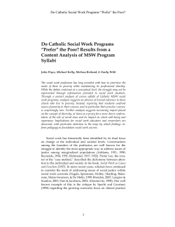 Do Catholic Social Work Programs “Prefer” the Poor? Results from a
