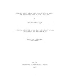 MANAGING PUBLIC LANDS IN A SUBSISTENCE ECONOMY: THE