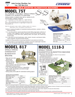 MODEL 817 MODEL 1118-3 - Jado Sewing Machine, Inc.