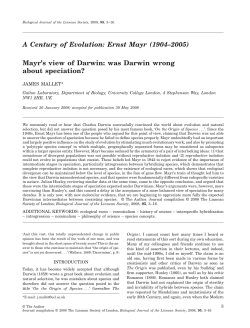 Mayr`s view of Darwin: was Darwin wrong about speciation?