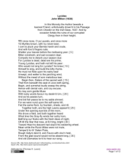 Lycidas John Milton (1638) In this Monody the Author bewails a
