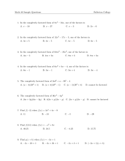 Math 40 Sample Questions Fullerton College 1. In the completely