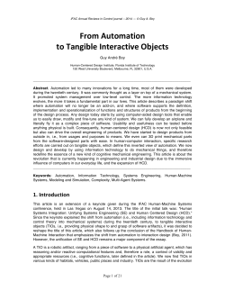 From Automation to Tangible Interactive Objects