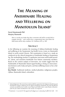 The Meaning of Anishinabe Healing and Wellbeing on
