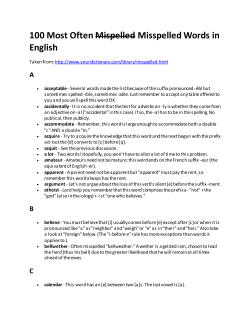100 Most Often Mispelled Misspelled Words in English