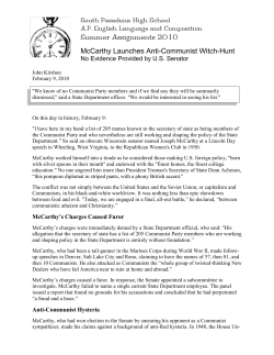 Summer Assignments 2010 - South Pasadena High School