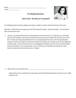 Pre-Reading Questions Anne Frank: The Diary of a
